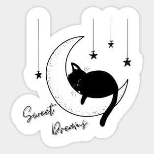 Sweet Dreams Kitty Cat - Black Print Sticker